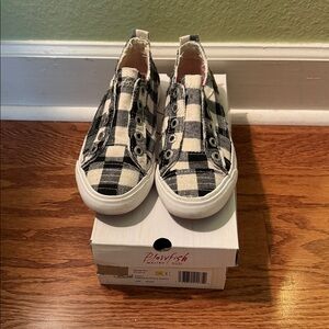 Blowfish Black and White Checkered Slip-Ons